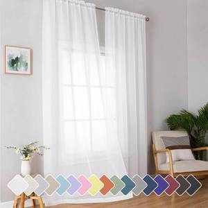 lot 3346 image: Simplebrand Sheer White Curtains 96 Inches Long, Light Filtering Rod Pocket Solid Color Window Sheer Curtain Panels, Elegant Curtains & Drapes for Living Room, Bedroom 2 Panels (White, 42 W x 96 L)