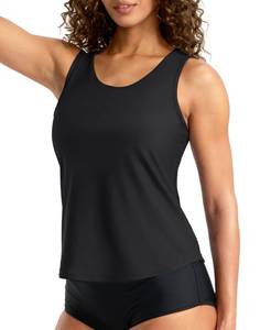 lot 3359 image: G Gradual Tankini Tops for Women High Neck Swimsuits Swim Top Modest Bathing Suit Swimwear Tank Top only No Bottom(Black,L)