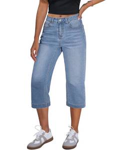lot 3365 image: GRAPENT Plus Size Capri Pants Plus Size Jean Capris for Women Womens Capris with Pockets Woman Jeans Stretchy Jeans for Women Womens Pants Casual Ladies Bay Blue XX-Large US 20 to 22