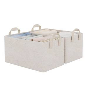 lot 3369 image: StorageWorks Storage Bins, Shelves Baskets for Organizing, Fabric Closet Organizers with Handles, Metal Frame, Beige-Cotton-linen, 2-Pack
