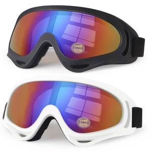 lot 3371 image: 4-FQ Motorcycle Goggles Kids, 2 Pack Dirt Bike ATV Motocross & Ski Goggles, Off Road Riding Glasses for Child, Anti-UV Dust Airsoft Glasses for Men Women Youth Adults (WhiteBlack FrameColor Lens)