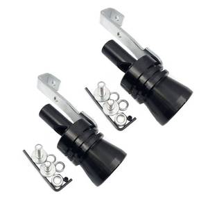 lot 3381 image: DEVMO 2pcs XL Size Aluminum Alloy Universal Turbo Sound Exhaust Muffler Pipe Whistle Car Roar Maker (XL-Black)
