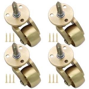 lot 3391 image: Litoexpe 4 Pcs Universal Brass Caster Stem Wheels, 360 Degree Rotation Brass Threaded Stem Casters for Trunk Box Furniture Cabinet Sofa Trolley Chairs Bed