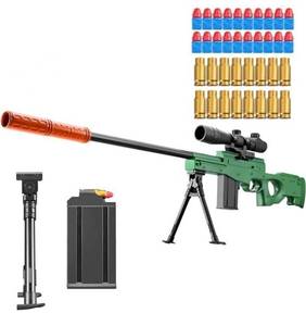 lot 3410 image: Soft Bullet Toy Gun Sniper Rifle with Scope Realistic Barrel Shell ejecting Foam Blaster Gun Dart Prop Backyard Outdoor Shooting Game for Boys Teens Adults Gifts Age 8-12 14 Years Old (Green
