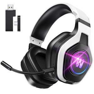 lot 3423 image: WolfLawS Wireless Gaming Headset for PS5, PC, PS4, 2.4GBluetooth Gaming Headphones with Noise Canceling Microphone, USB and Type-C Connector, 7.1 Surround Sound, RGB Lighting, 60H Battery