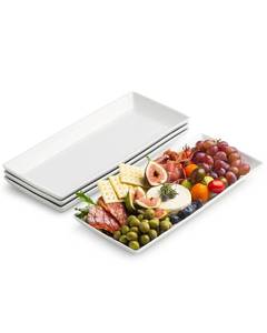 lot 3425 image: LAUCHUH Serving Platters and Tray White Serving Dishes for Entertaining 14-inch Large Rectangle Plates for Fathers Day, Porcelain Serving Trays for Steak, Taco, Sushi, Appetizer, Party, Set of 4