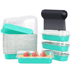 lot 3438 image: Aluminum Foil Mini Loaf Pans With Lids 50 Pack,LNYZQUS 6.8oz Rectangle Baking Cups Muffin Tins,Disposable Baking Tins Mini Baking Pans Holders -Cyan Blue