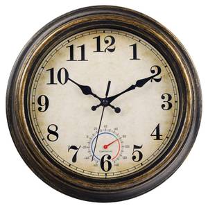lot 3447 image: Horizent Outdoor Clocks Waterproof with Thermometer Vintage Wall Clock Decor for Bathroom Patio Pool Garden(12 Inch)