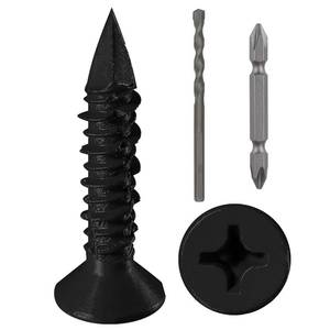 lot 3458 image: WenSilon(30 PCS) 14 x1-14 Black Concrete Screw Anchor Black Flat Head for Anchoring to Masonry, Block or Brick Stucco
