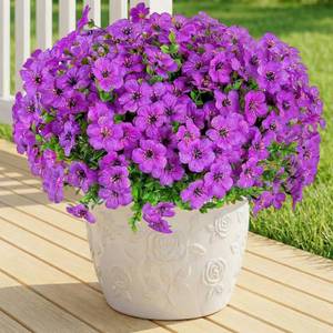 lot 3464 image: LetuoClips Artificial Flowers Fake Plants for Outdoors Spring Decoration, 13Bundles Silk Realistic UV Resistant Faux Flowers for Outside Planter Porch Yard Patio Garden Home Indoor, Purple