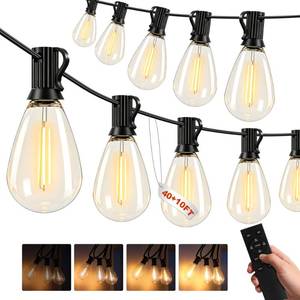 lot 3465 image: 50FT Outdoor String Lights, 15m Waterproof Remote LED Patio Lights with 191 S11 Bulbs 10FT Extension Cable, Dimmable Outside Hanging Lights for House, Porch,Yard,Garden,Bistro, Gazebo lighting