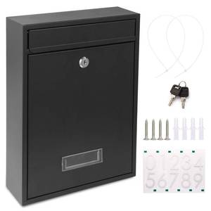 lot 3491 image: Mailboxes for Outside, Wall Mount Locking Mailbox, Security Mailbox with Lock Key and Three Sets 0-9 Mail Box Numbers, Large Capacity Steel Cover Metal Postbox for Outdoor, 13.8X 10.8X 3.25 Inch Black