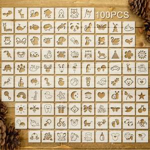 lot 3499 image: Fainne 100 Pcs 2 Inch Stencils Small Stencils for Painting on Wood Reusable Painting Templates Crafts for DIY Scrapbook, Wood, Wall, Fabric, Rock, Chalkboard, Sign(Cute Baby Animal)