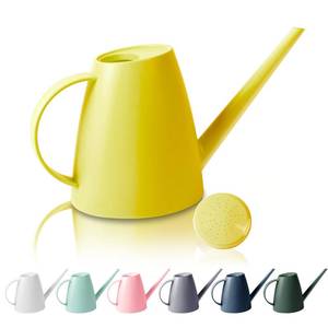 lot 3506 image: Watering Can for Indoor Outdoor Plants, Modern Small Watering Cans with Removable Nozzle, Long Spout Watering Can for Indoor Bonsai Plants Garden Flowers 12 Gallon 1.8L 60OZ (Yellow)
