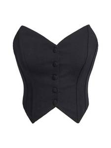 lot 3509 image: WDIRARA Womens Button Down Bustier Corset Top Strapless Asymmetrical Bandeau Crop Tube Tops Black Large