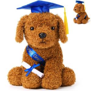 lot 3514 image: Chalyna 10 Inch Graduation Season Dog Preschool Plush Stuffed Animal Kindergarten Graduation Puppy with Hat, Diploma and Sash, Preschool Kindergarten Gift for Friend Relatives (Blue)