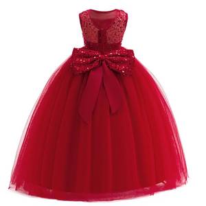 lot 3525 image: GetWish Girls Sequin Tulle Dress Formal Pageant Sparkly Birthday Party Wedding Guest Ball Gown Dresses with Bow Red 160