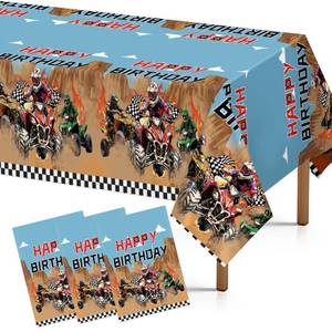 lot 3526 image: Grencian 3Pcs ATV Quad Bike Party Tablecloth Dirt Bike Table Cover Plastic Rectangle Four Wheeler Birthday Table Cloth Machines Party Decorations for Boys Girls Teens Birthday Supplies 54 x 108