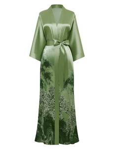 lot 3531 image: PRODESIGN Kimono Robes for Women - Long Satin Sleepwear Silky Nightgown Bathrobe Floral Dressing Gown Blouse Wedding Robe