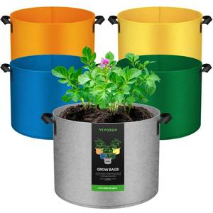 lot 3534 image: VIVOSUN 5-Pack 7-Gallon Colored Grow Bags, 350G Thick nonwoven Fabric Pots with Handles for Flowers, Fruits and Vegetables