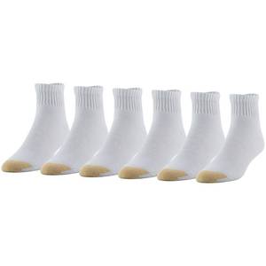 lot 3540 image: GOLDTOE Mens 656P Cotton Ankle Athletic Socks, Multipairs, White (6-Pairs), Large