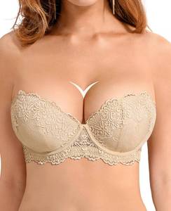 lot 3558 image: Lingesxy Womens Strapless Push Up Bra Convertible Multiway Lace Padded Underwire Bras with Clear Straps Beige,34D