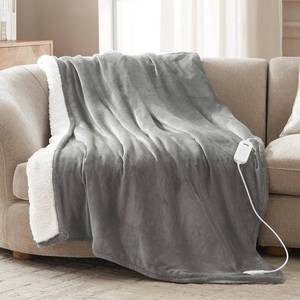 lot 3562 image: Bwarm Heated Blanket Electric Throw Faux Far Blanket Sherpa Fleece Women Gift,Faux Christmas Fur Blanket for Couch, Sofa, Bed Dark Grey 50x60 Inches
