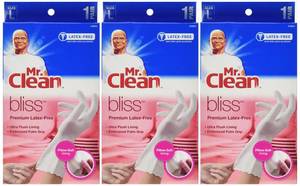 lot 3568 image: Mr. Clean 243034 Bliss Premium Latex-free Gloves, Large, 3 Pairs