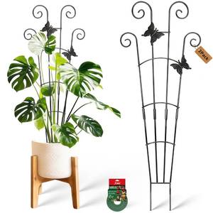lot 3571 image: Xeeol 30 Larger Plant Trellis with Ties Indoor, Expandable Metal Trellis for Climbing Plants Indoor, House Plant Climbing Support for Flowers Vine Ivy Monstera Hoya Pothos, 2P