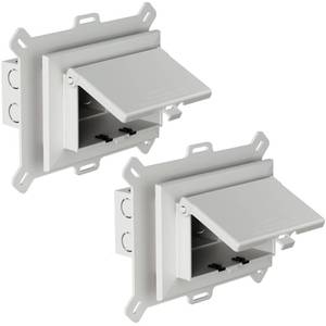 lot 3573 image: 2 Pcs Recessed Outlet Box, DBHS1W-1 Low Profile Electrical Boxes, Wall Plate Kit for New Vinyl Siding, Duplex & Decorator Covers, 1-Gang, Horizontal, White