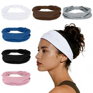 lot 3581 image: GLIDESMOOTH Headbands for Women, Elastic Non-Slip Headband, Moisture-Wicking Athletic Hair Band, Grey, Brown, 6 Pcs
