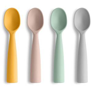 lot 3603 image: Vicloon Silicone Baby Feeding Spoons - 4 PCS First Stage for Infants, Ultra-Durable & Chewproof, Dishwasher Safe Baby Utensils