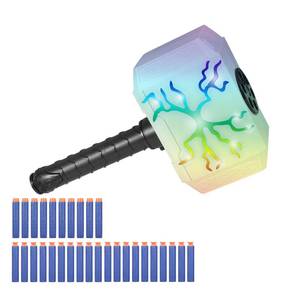 lot 3604 image: Coophit Thors Dart-Blasting Hammer Toys Gun with Lights -Toys for 5 6 7 8 9 Year Old Boys,Kids Roleplay Toy Thunder Mjolnir with 30 Darts