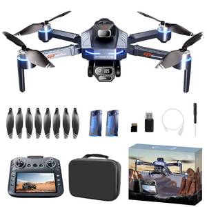 FPV Drone with HD Camera for Adults, RC Drones with 5 Inch LCD Screen on Controller, Brushless Motor, Follow Me, Auto Return, Waypoint Fly, Foldable RC Quadcopter