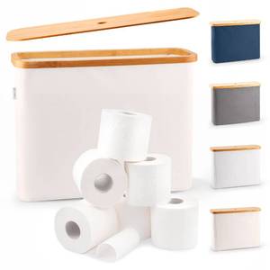 lot 3653 image: LONBET Toilet Paper Storage for 12 Rolls, Stackable & Foldable - The Ultimate Bathroom Organizer - Waterproof Basket with Bamboo Lid - Elegant Toilet Paper Storage Holder, Beige