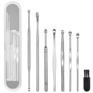 lot 3679 image: 8 Pcs Ear Pick Earwax Removal Kit, Geengle Ear Cleansing Tool Set, Ear Curette Ear Wax Remover Tool with a Cleaning Brush and Storage Box