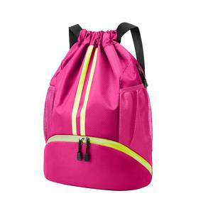 lot 3693 image: Hoedia Sports Drawstring Backpack - String Swim Gym Bag with Shoes Compartment and Wet Proof Pocket for Women and Men