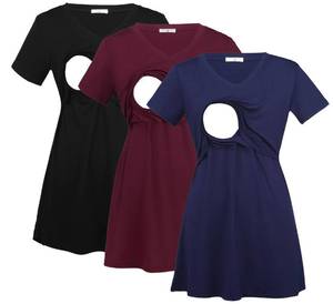 lot 3701 image: Bearsland Womens 3 Packs V Neck Nursing Tops Maternity Breastfeeding Tee Shirts,BlackredBlue,M