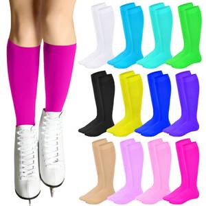 lot 3708 image: Toulite 12 Pairs Figure Skating Socks Ice Skating Socks for Women Girl Roller Skate Stocking Light Opaque Stocking(Colorful)