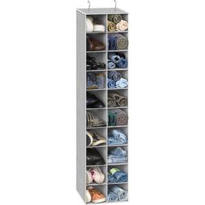lot 3722 image: Simple Houseware 20 Section Shelves Hanging Shoes Organizer Holder for Closet, Gray