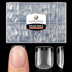 lot 3730 image: Luckyfairy Extra Short Square Fake Nails, Soft Gel Pre-Shaped Acrylic XS Short Square Nail Tips, Half Matte Full Cover Clear Press on Flase Nail Tips for Nail Extension Home DIY 240pcs12 Sizes