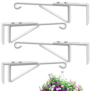 lot 3743 image: 4 Pack Adjustable Vinyl Fence Hooks Fit Fence Widths 0.8-3 Inch, Heavy Duty Vinyl Fence Plant Hangers for Hanging Plants Bird Feeders, Lights, Basket Over the Fence Hangers for Hanging Plant Outdoor