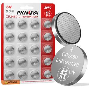 lot 3754 image: PKNOVA CR2450 3V Lithium Battery, 20 Pack, CR 2450 3V Button Cell Batteries, 2450 Lithium Coin Battery for Watches, Calculators, Car Remote, Key Fob