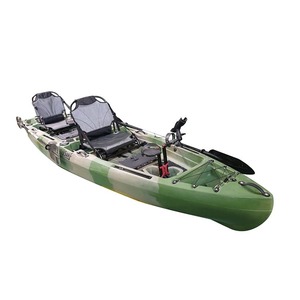 lot 1027 image: 13.5ft Tandem Fishing Kayak - VK-27 TANGO - 496lb Capacity- Black and Ocean Blue