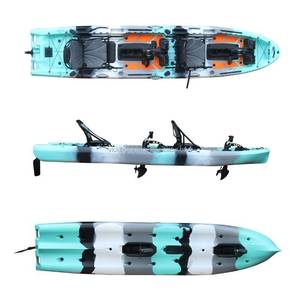 lot 1034 image: 13.75ft Tandem Pedal Kayak - VK-44 BREST - Fin Style Pedal Drive System - 595lb Capacity- Purple and Ocean Blue