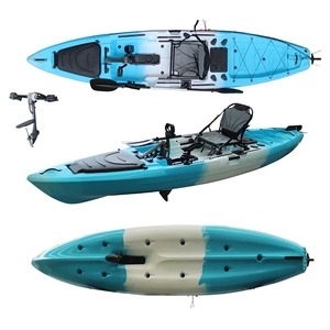 lot 1049 image: VK-21 LION 13.6 ft Single Propeller Pedal Fishing Kayak- Black, Gray, Blue
