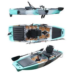 lot 1050 image: VK-60 GOOKE10.4ft 1 Person Flap Drive Single Sit On Top Fishing Kayak- Orange, White, Blue