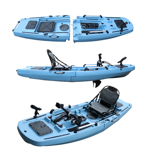 lot 1051 image: VK-39 Kipper 9.5ft Modular 1 seat canoe HDPE Fishing Propeller Pedal Kayak- Gray and Black