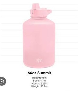 lot 15252 image: Simple Modern Blush Water Bottle, 64 oz