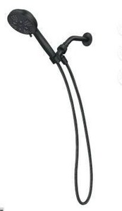lot 15277 image: Moen Hydro Energetix 7-Spray Wall Mount Handheld Shower Head, Matte Black